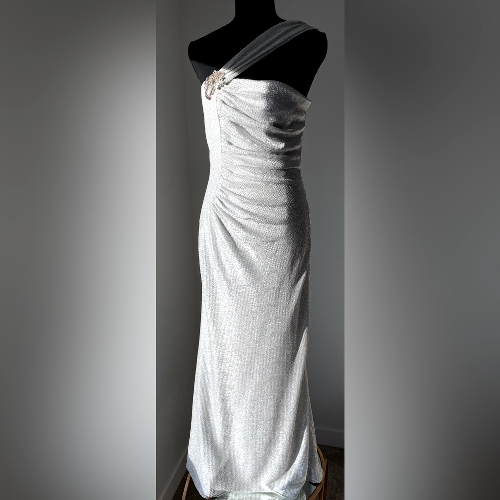 Silver David Meister gown. Prom.